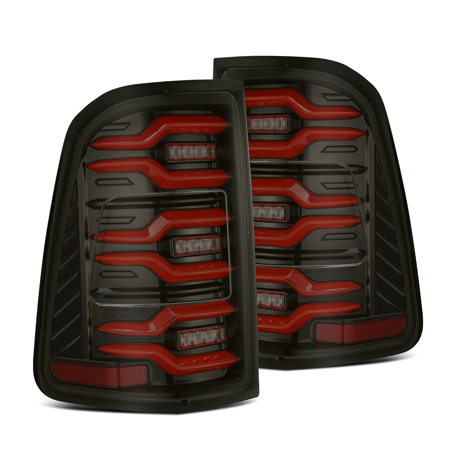 For 19-22 Ram 1500 LUXX-Series LED Tail Lights Left+Right Black Red